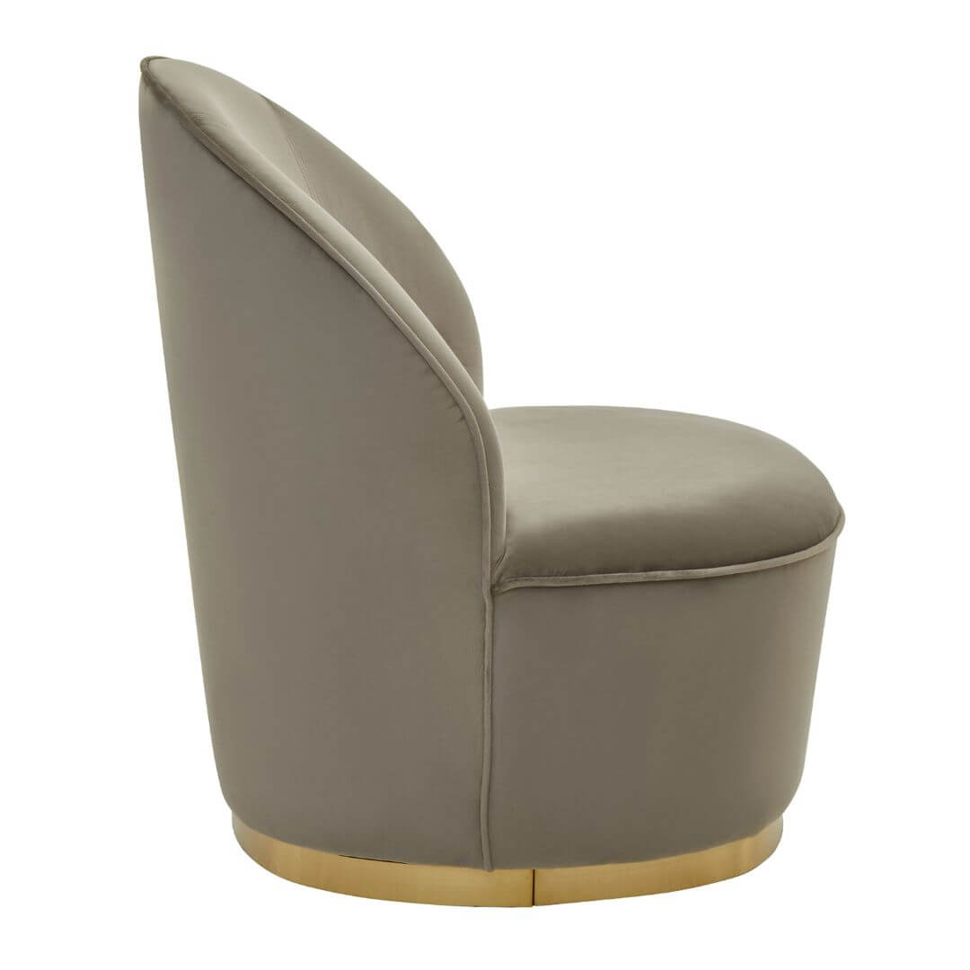 Chic Gold-Trimmed Velvet Accent Chair in Mink