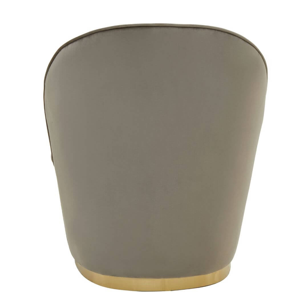 Chic Gold-Trimmed Velvet Accent Chair in Mink