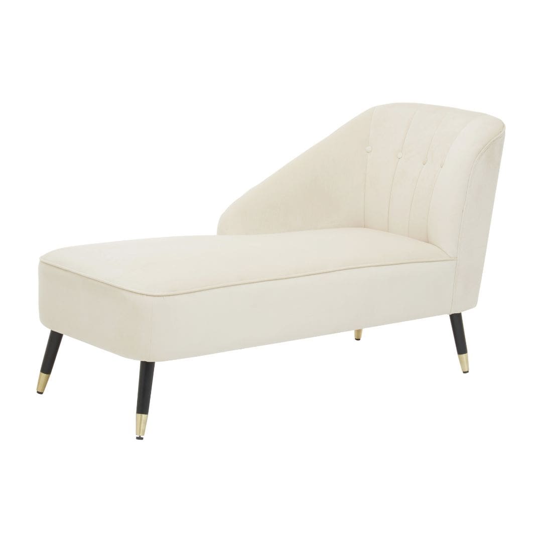 Classic Cream Velvet Chaise Lounge - Stylish Seating for Home Decor