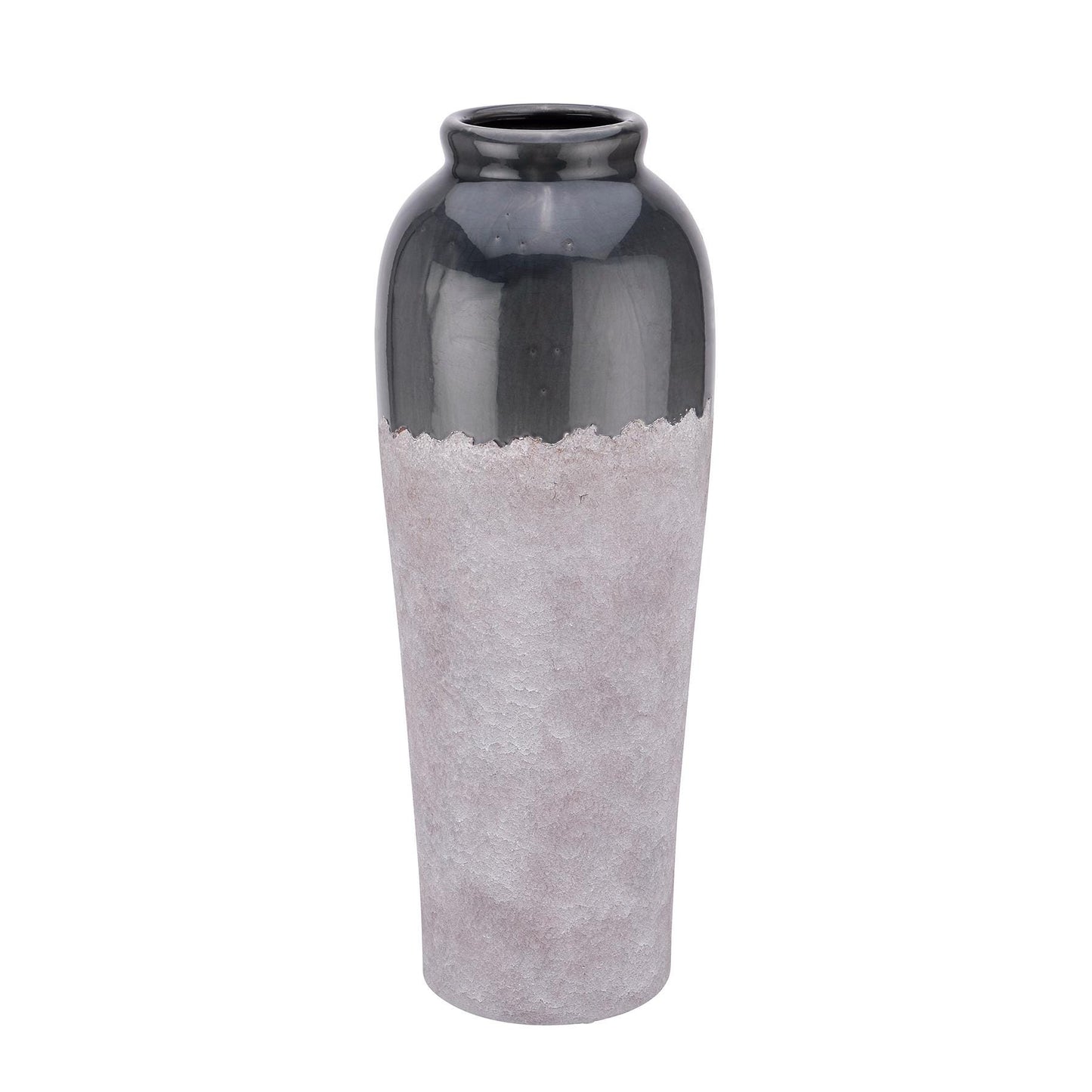 Handcrafted Blue and Gray Ceramic Floor Vase