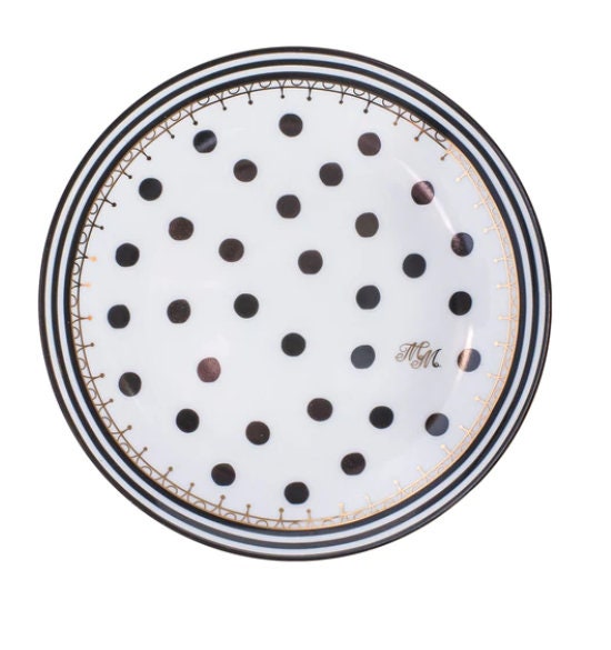 Melli Mello Chic Black and White Cake Plates with Glamorous Gold Edging