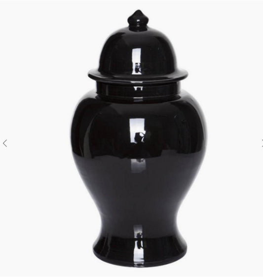 Minimalist Black Ceramic Temple Jar Ornament