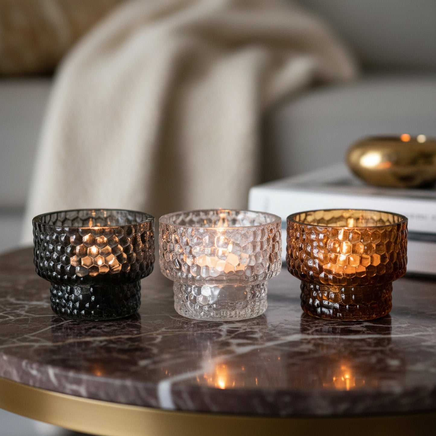 Colourful Tea Light Holders - Set of 3 Decorative Candle Holders