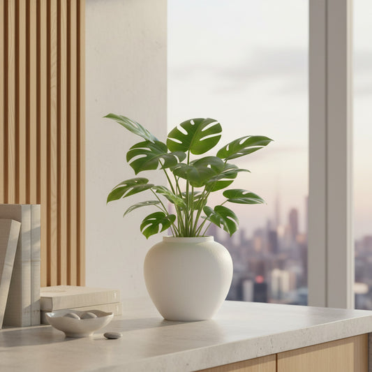 Small Modern White Ceramic Plant Pot - Minimalist Home Decor