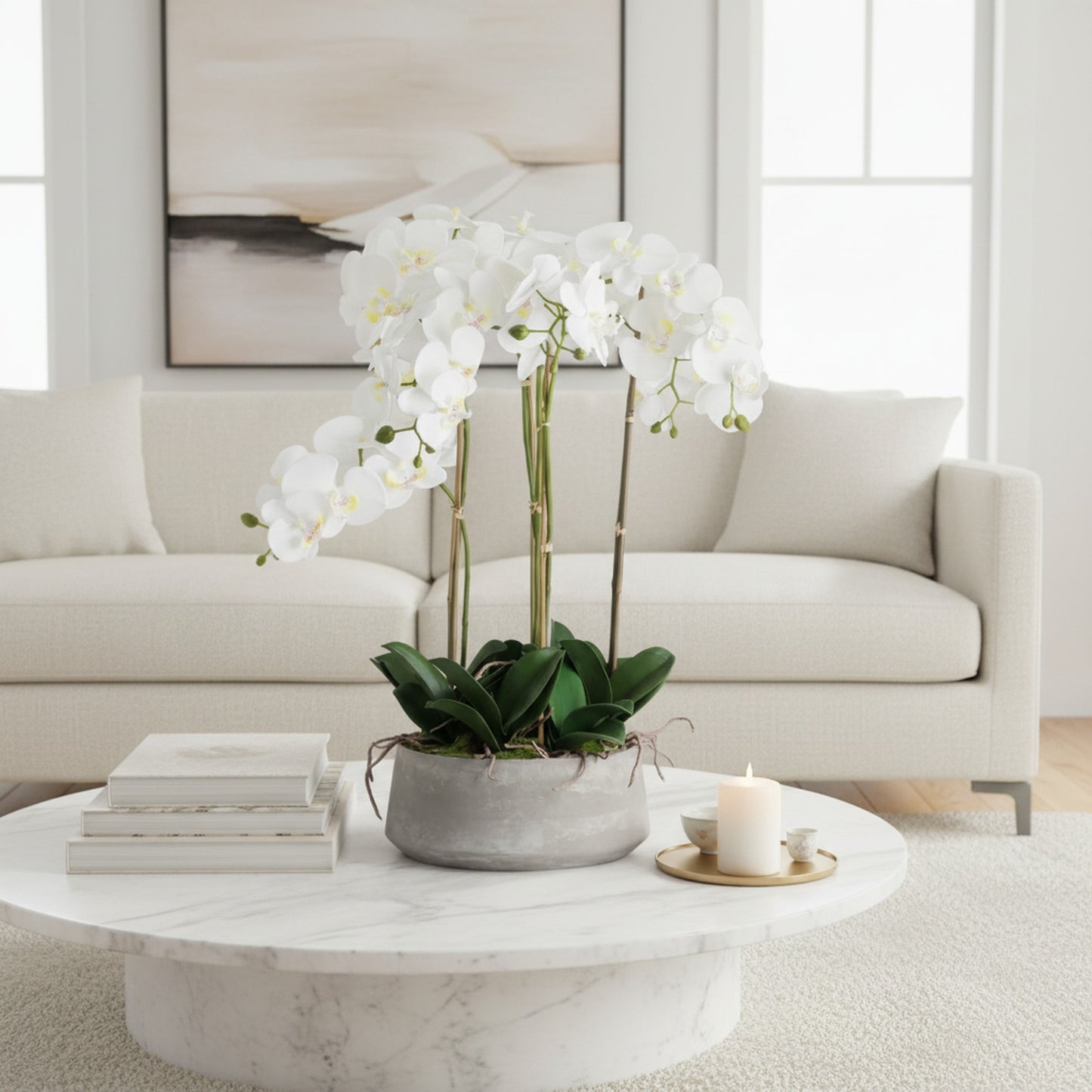 Stunning White Orchid Artificial Plant in Pot - Perfect Home Accent
