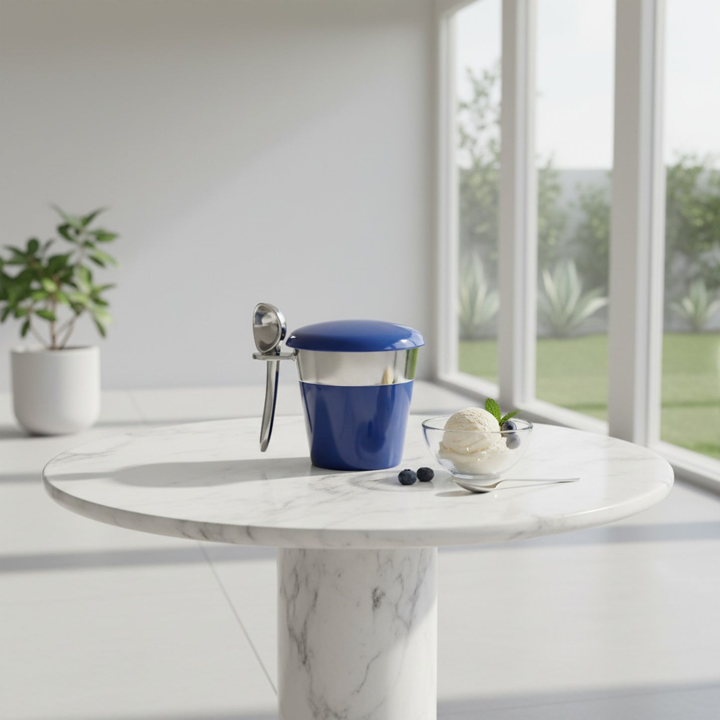 Nima Oberoi Ice Cream Server - Blue & Silver Pint Scoop for Perfect Treats