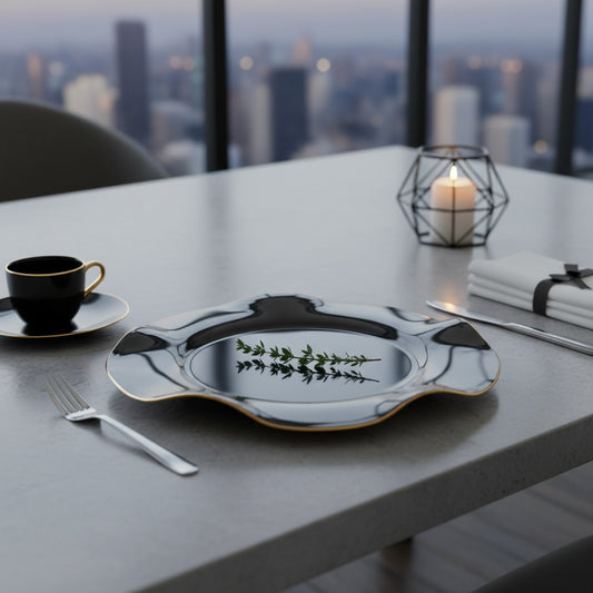 Large Ruffled Plate by Nima Oberoi - Black & Gold Stunning Design