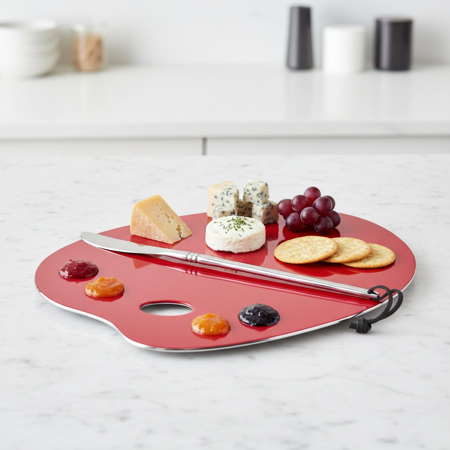 Nima Oberoi Crimson Artist Palette Cheese Board - Unique Design