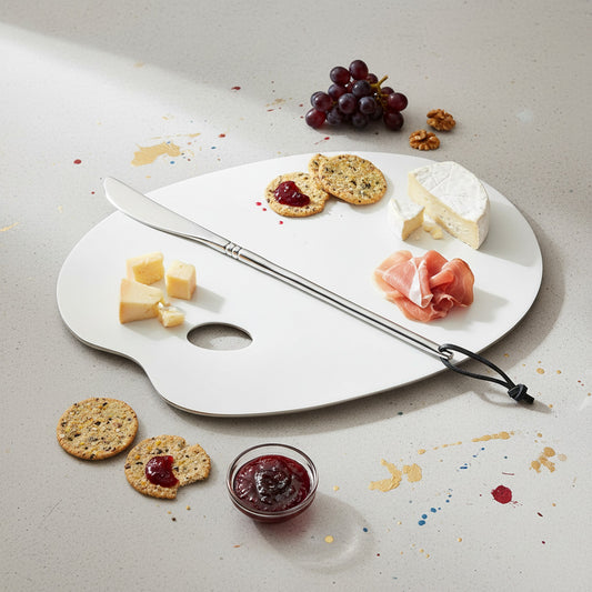 Nima Oberoi White Palette Design Cheese Board | Creative Art-Inspired Serving Board
