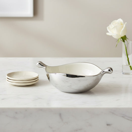Silver Pod Dish by Nima Oberoi with Oyster Colour Finish