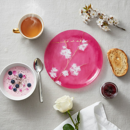 Vista Alegre Arigato Porcelain Bread & Butter Plate - Pink Floral Design