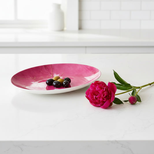 Vista Alegre Arigato Porcelain Olive Bowl - Elegant Pink Floral Design