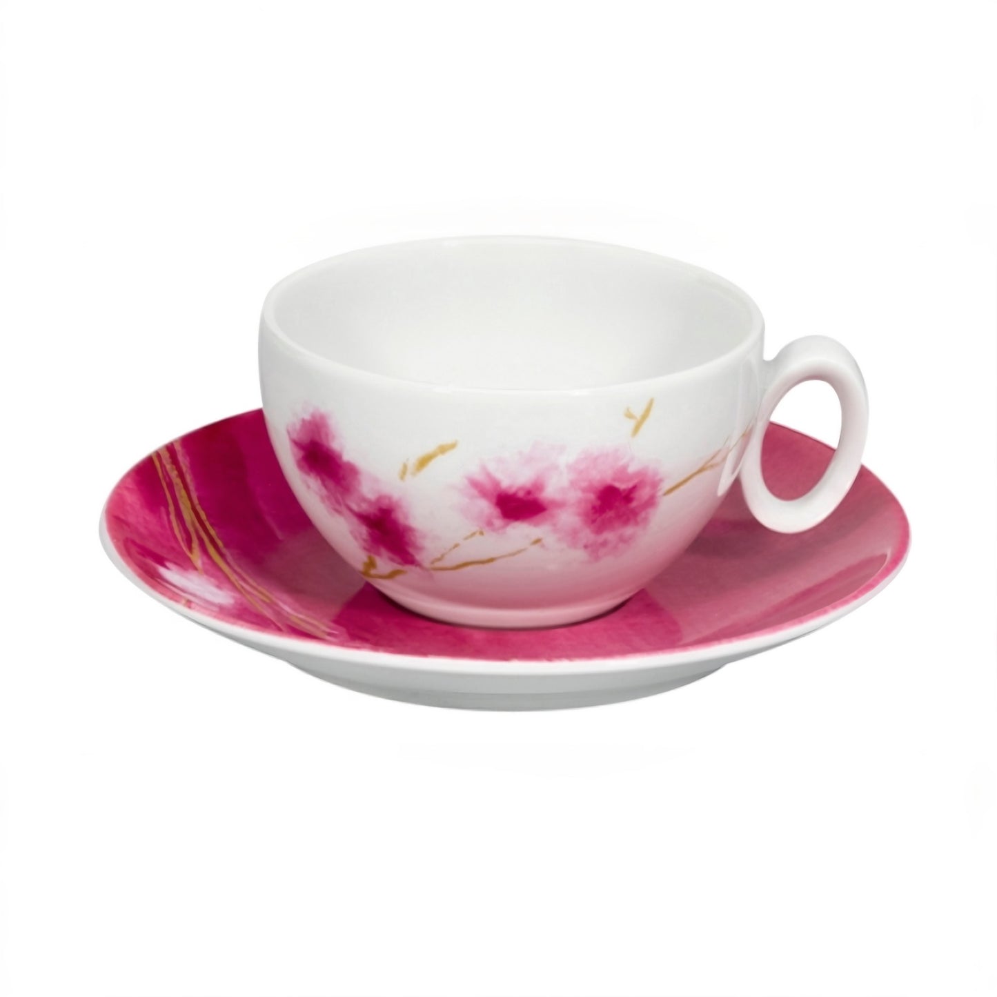 Vista Alegre Arigato Pink & White Floral Coffee Cup & Saucer Set