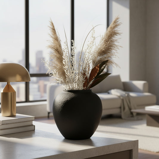 Minimalist Black Ceramic Planter - Modern Home Décor for Indoor Plants