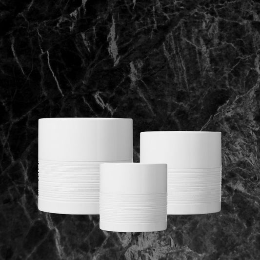 Chic Trio of White Ceramic Planters