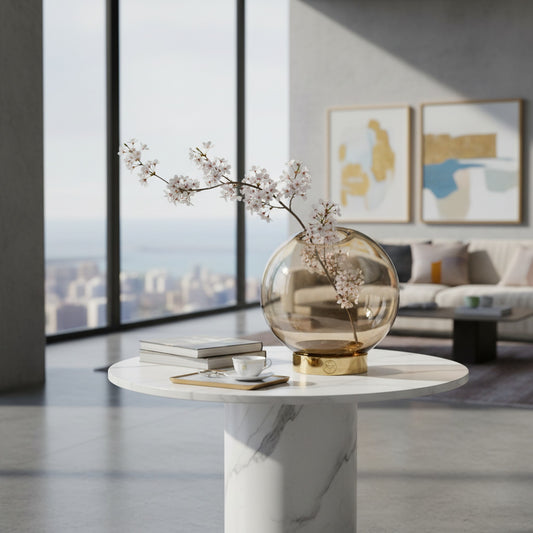 Large Amber Globe Vase by AYTM - Modern Home Accent