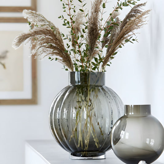 Stylish Round Smoke Colored Vase