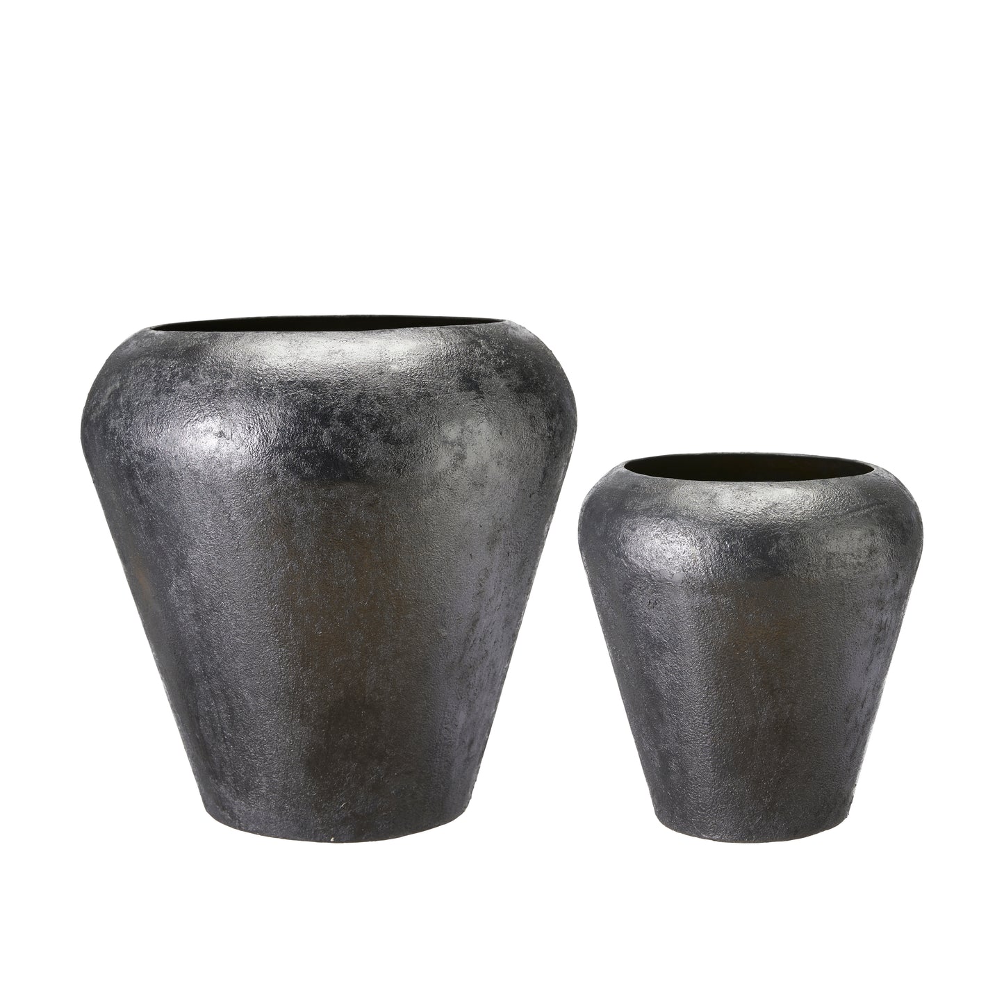 Elegant Set of 2 Large Black Iron Plant Pots