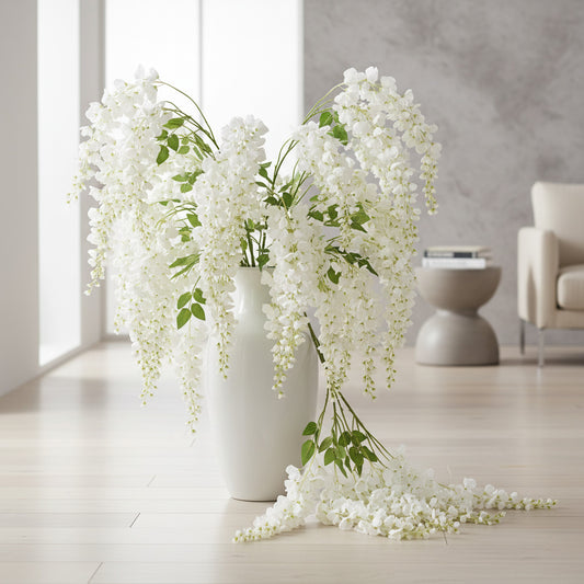 White Silk Wisteria Stem: Oscar-Ready Floral Decor for Luxury Events