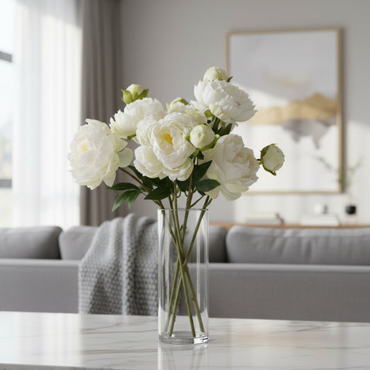 Elegant White Peony Stems for Floral Arrangements