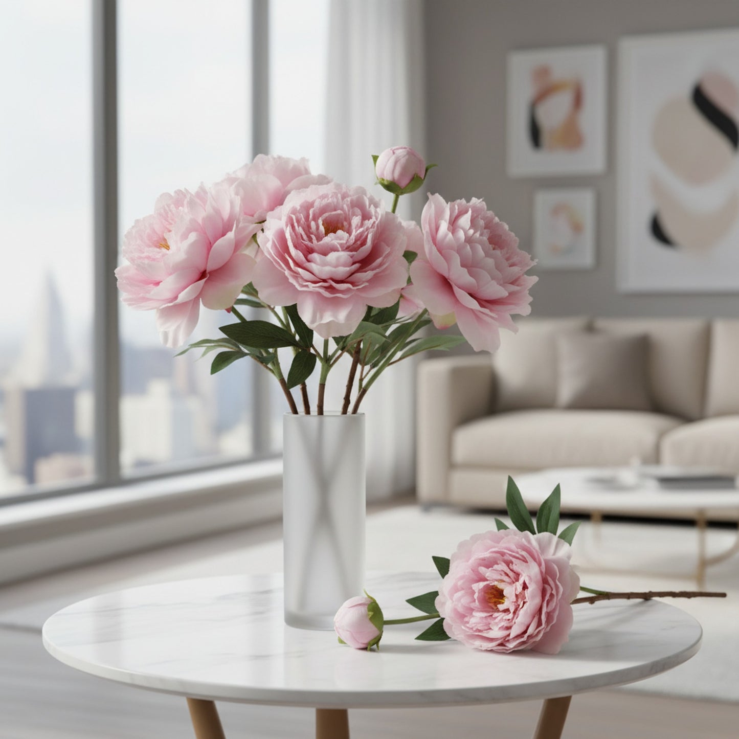 Soft Pink Peony Stems - Perfect for Home Decor