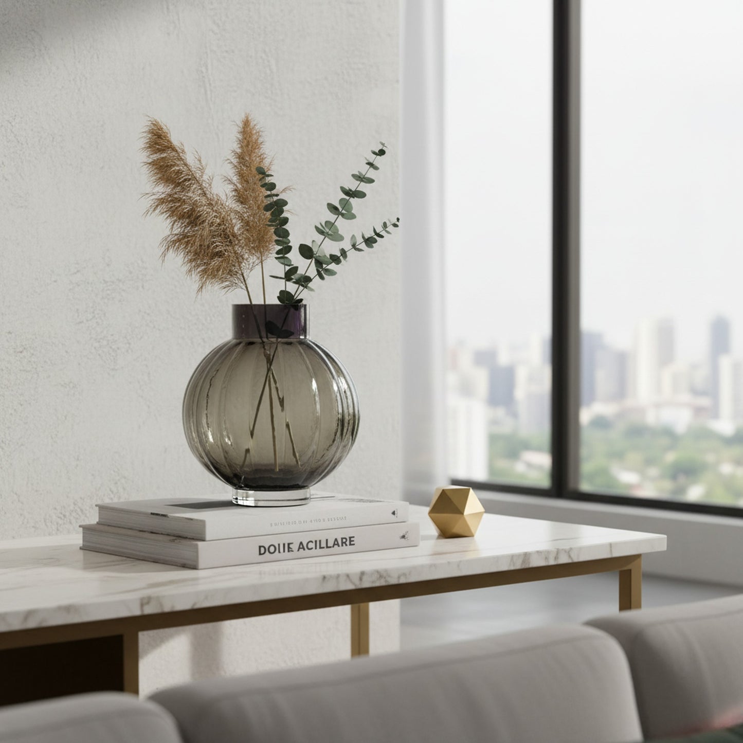 Modern Black Round Smoke Vase – Chic Home Accent Piece