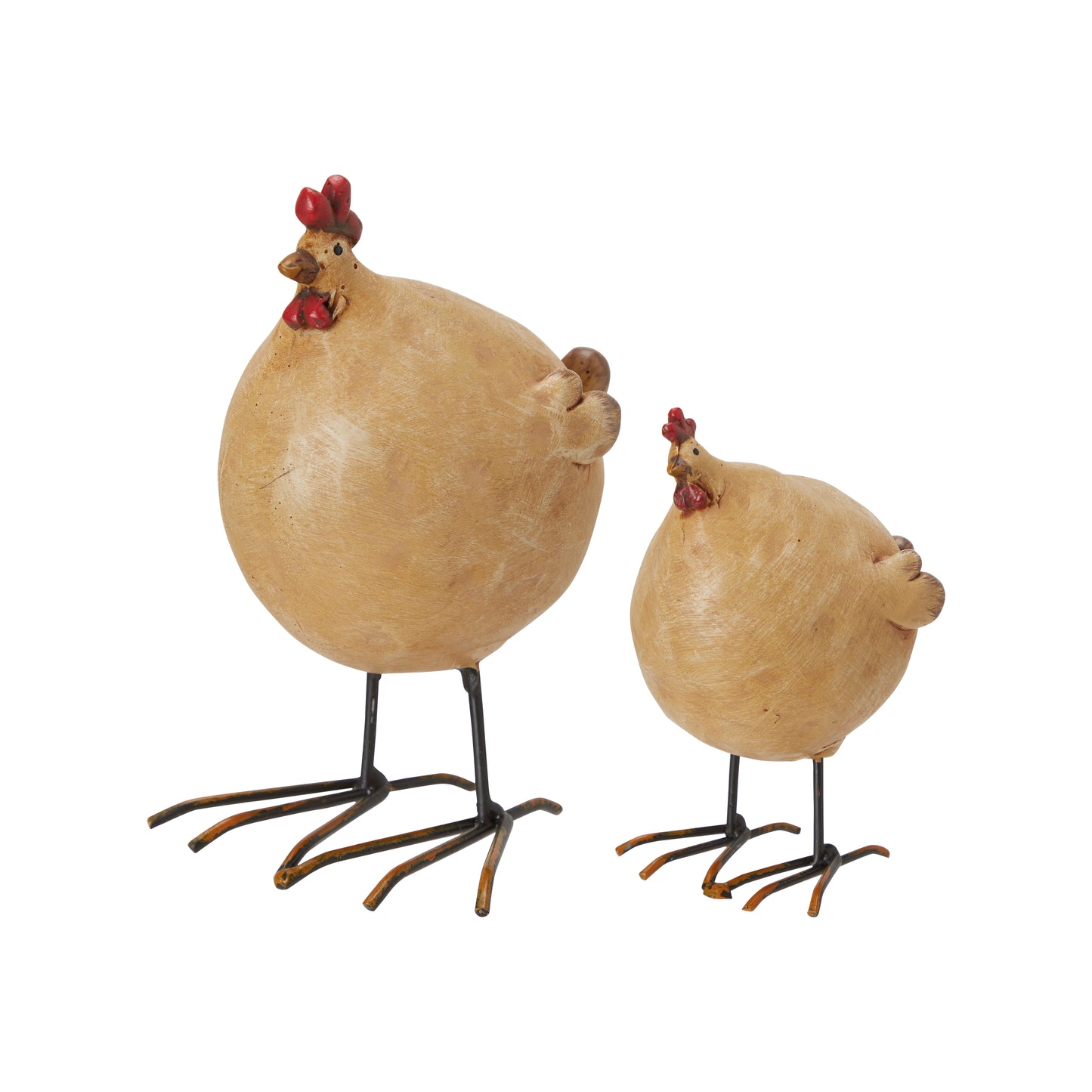 Easter Decor: Pair of Rustic Brown Rooster Ornaments for Spring