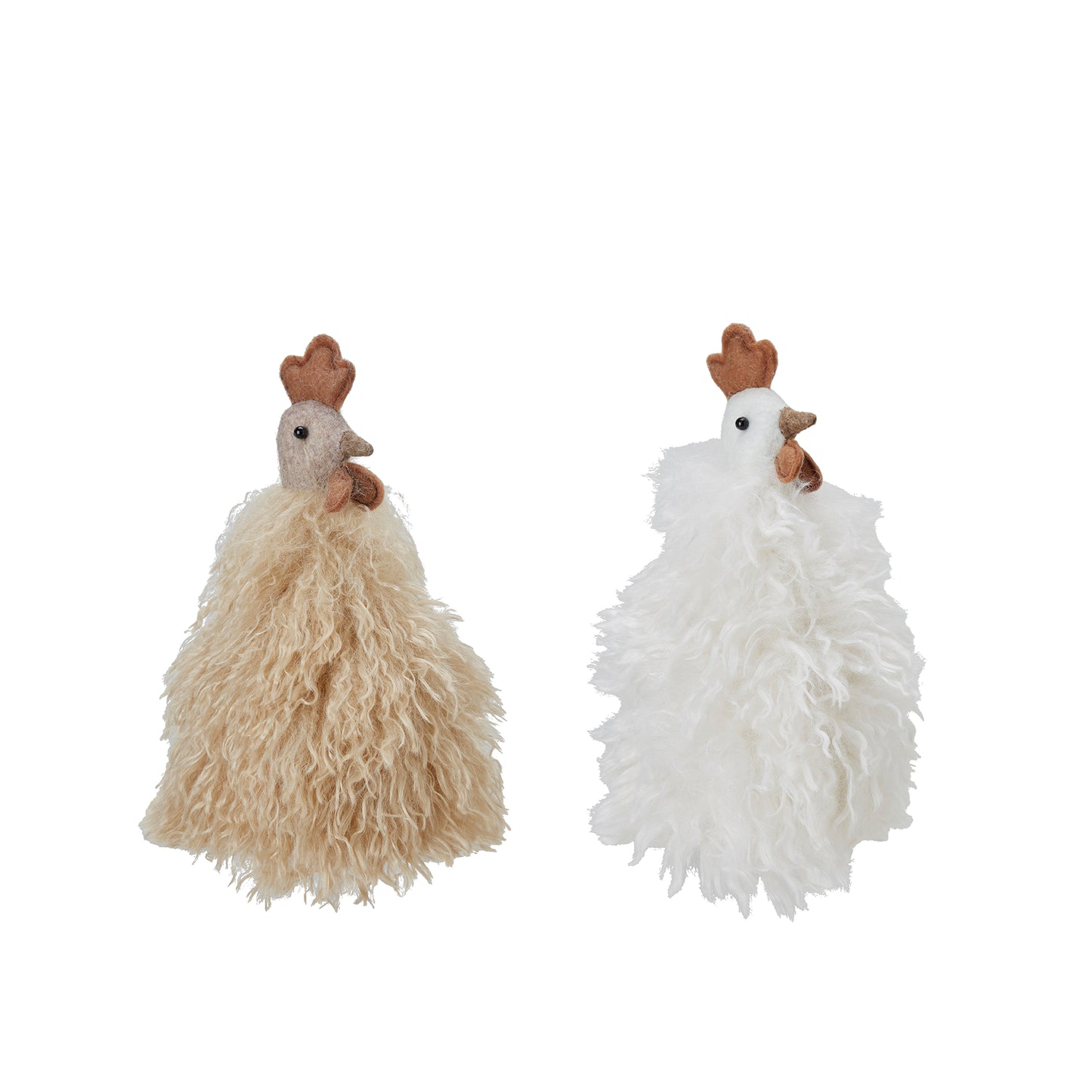 Brown and White Easter Decor: Pair of Chickens
