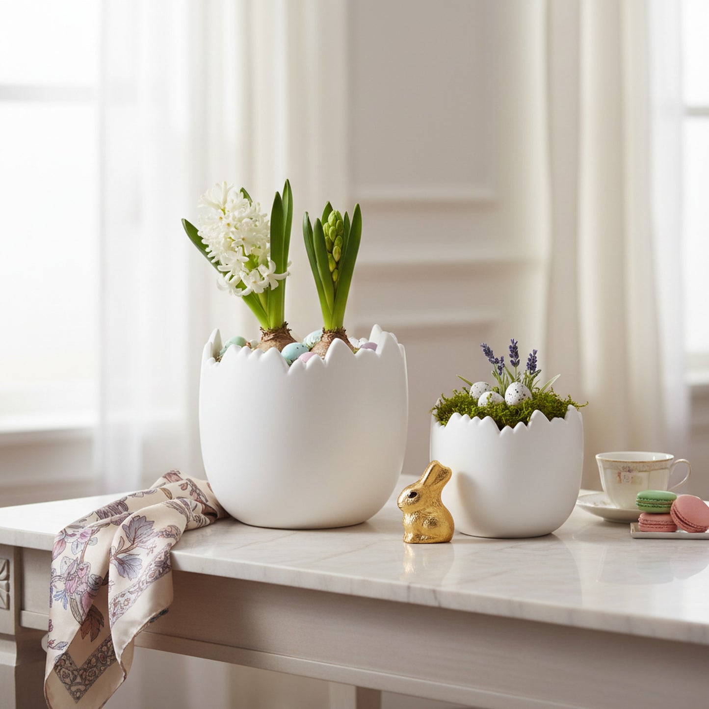 Charming Set of Two Egg Planters - Perfect for Home & Garden