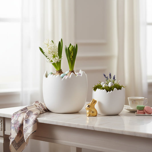 Charming Set of Two Egg Planters - Perfect for Home & Garden