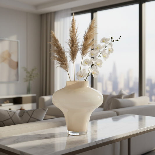 Contemporary Sand Sphere Glass Vase - Elegant Home Accent