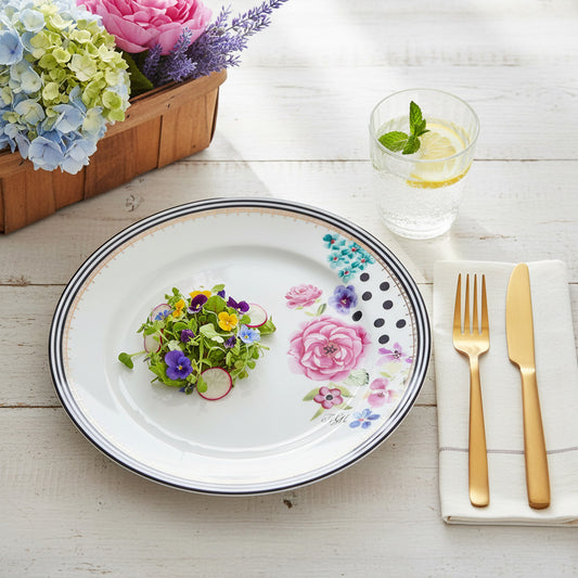Floral & Dots Dinner Plates - Melli Mello 4-Piece Set for Stylish Dining