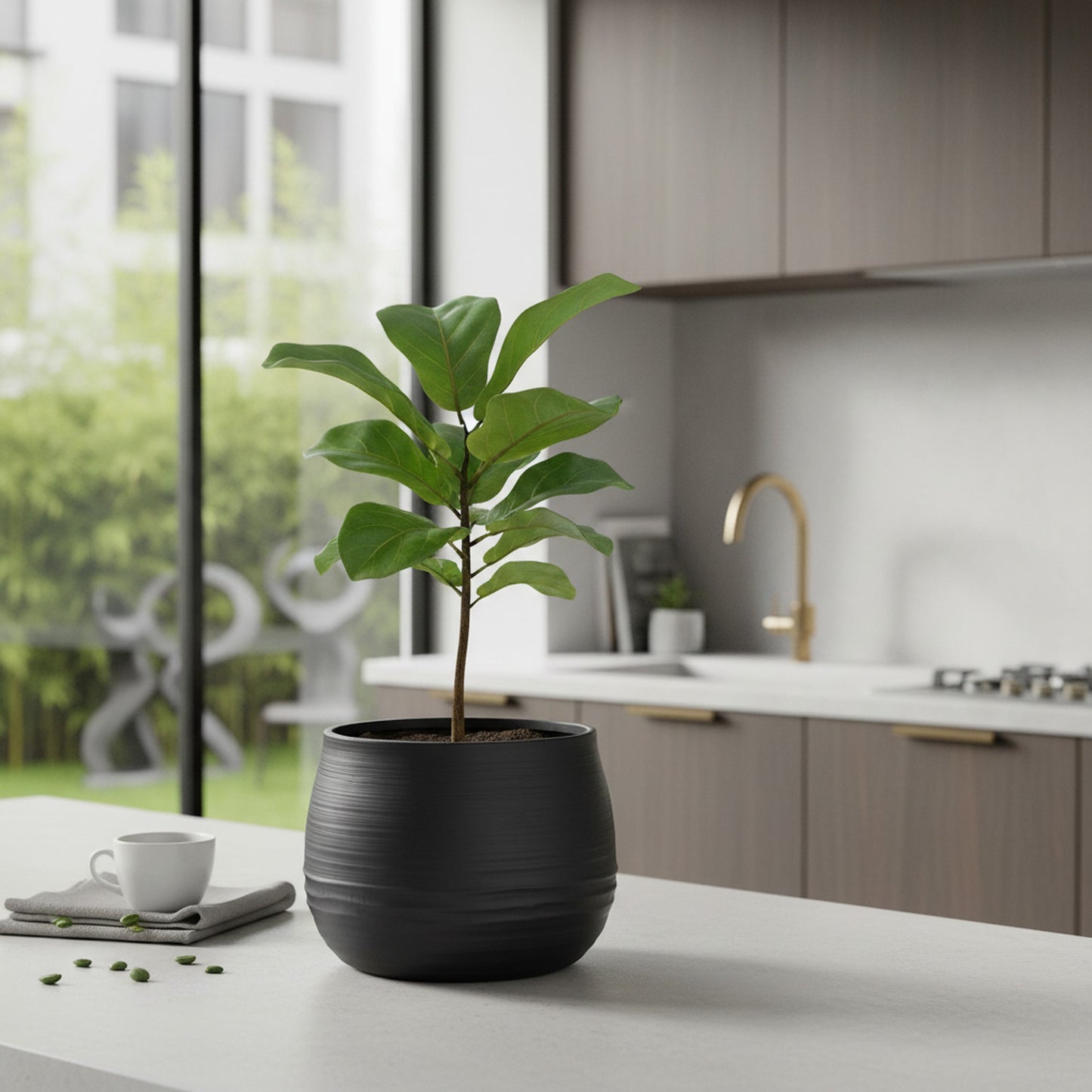 Stylish Modern Black Plant Pot for Home Decor