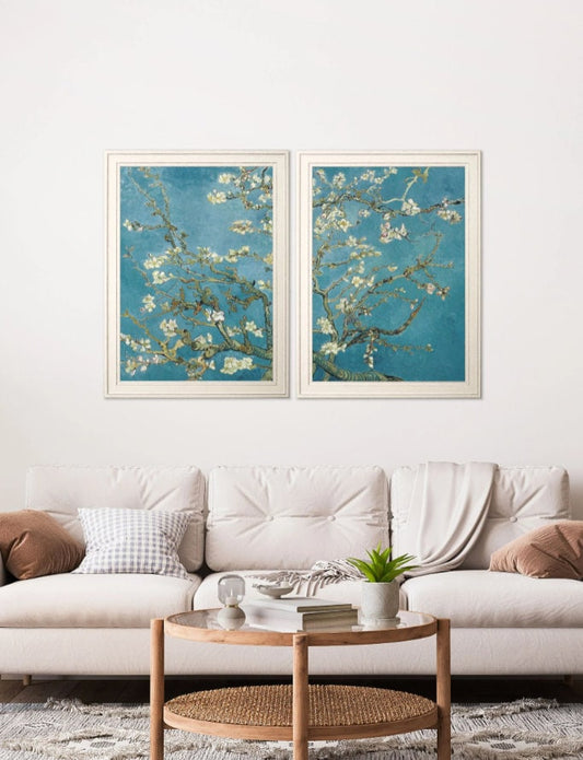 Elegant Almond Blossom - Vincent Van Gogh Pair of Framed Prints, Floral Home Decor
