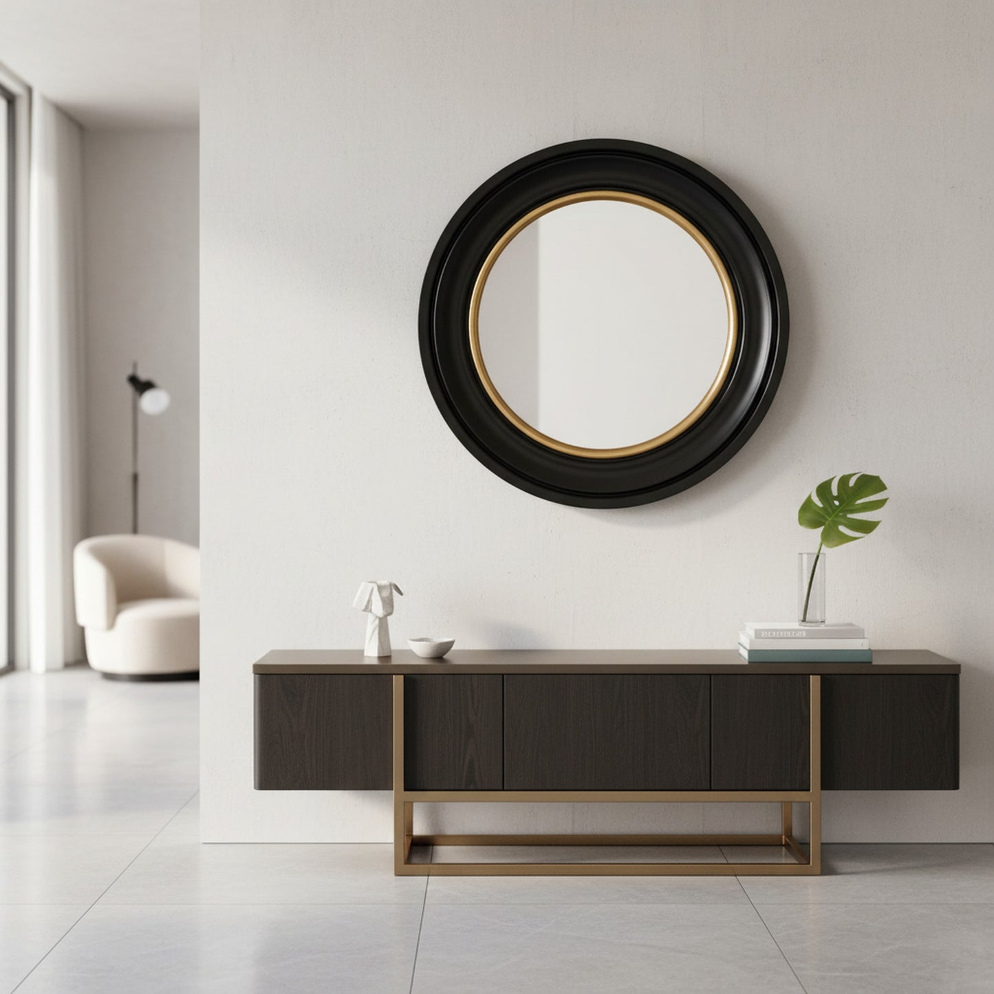 Elegant Black and Gold Wall Mirror for Stylish Home Decor