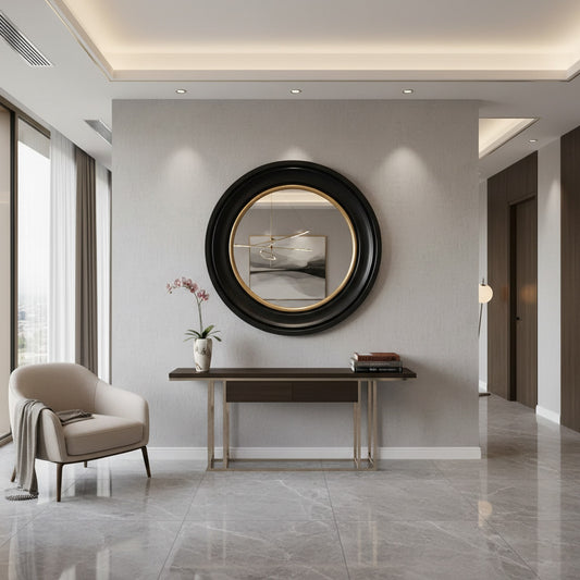 Elegant Black and Gold Wall Mirror - Modern Home Decor