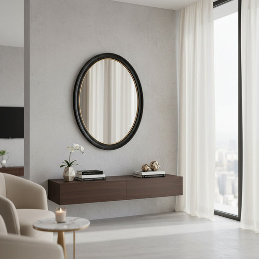 Luxury Black & Gold Oval Mirror for Stylish Interiors