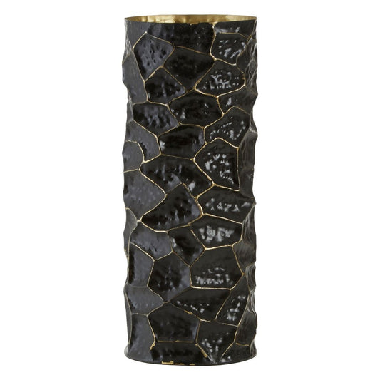 Elegant Metal Vase with Black and Gold Detailing - Sophisticated Centerpiece