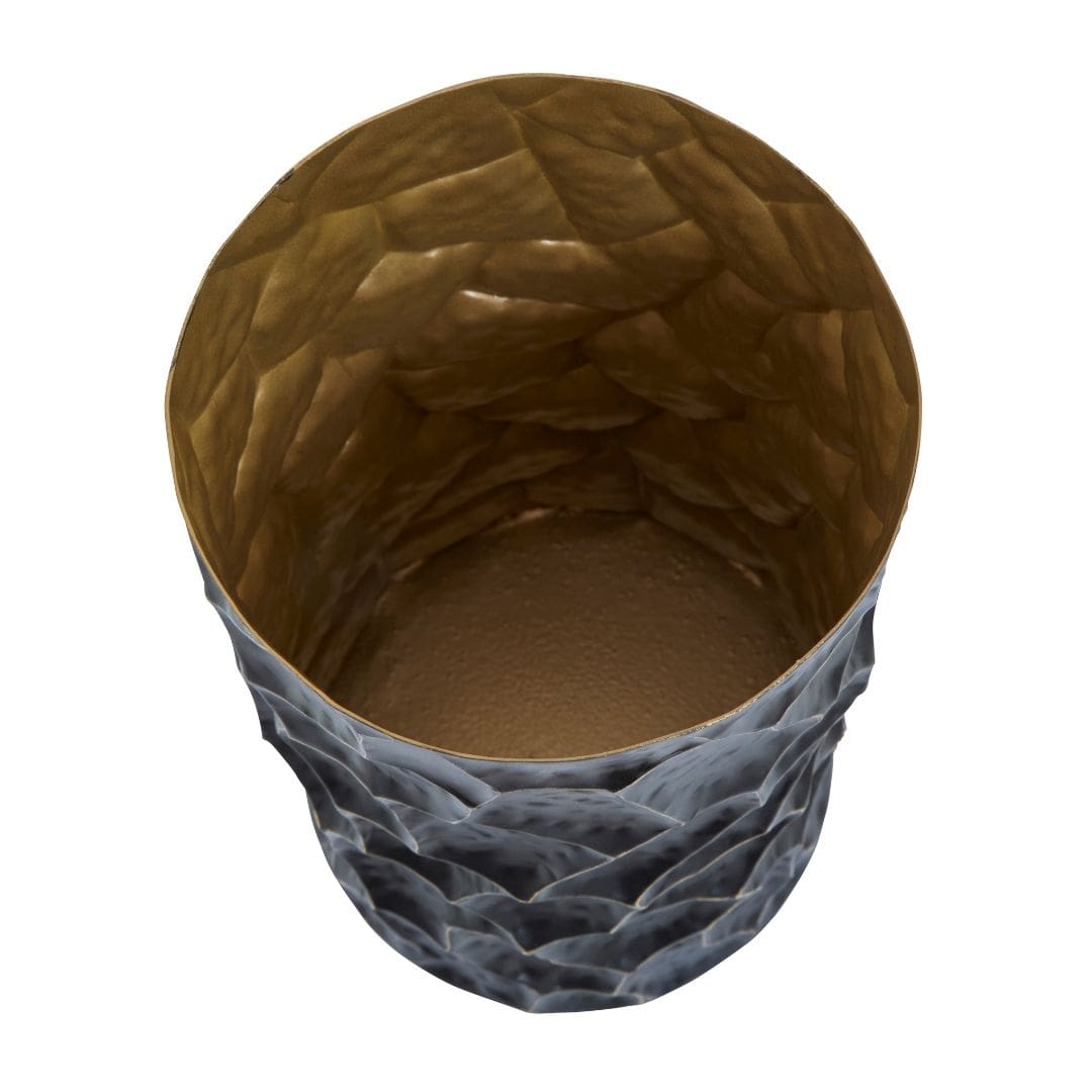Small Black and Gold Metal Vase with Elegant Detailing
