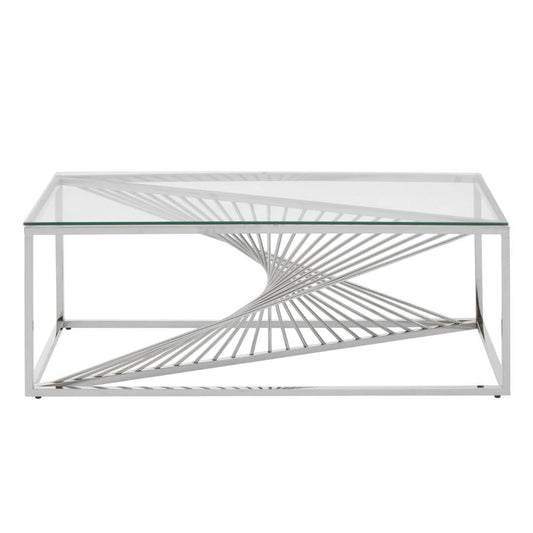 Unique Coffee Table Featuring Stunning Silver Wave Frame