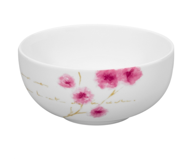 Elegant White Bowl with Pink Flowers - Arigato Porcelain Collection