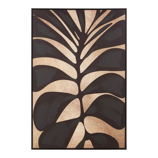 Astratto Canvas Black Leaf Design Wall Art