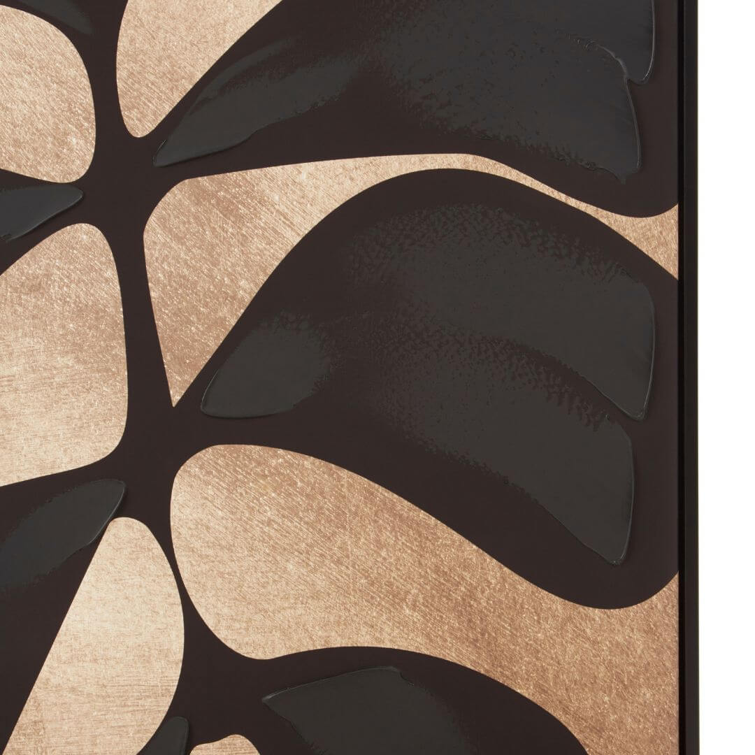 Astratto Canvas Black Leaf Design Wall Art