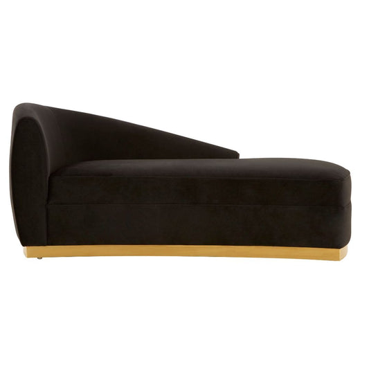 Luxurious Black Velvet Chaise Longue - Elegant Home Decor