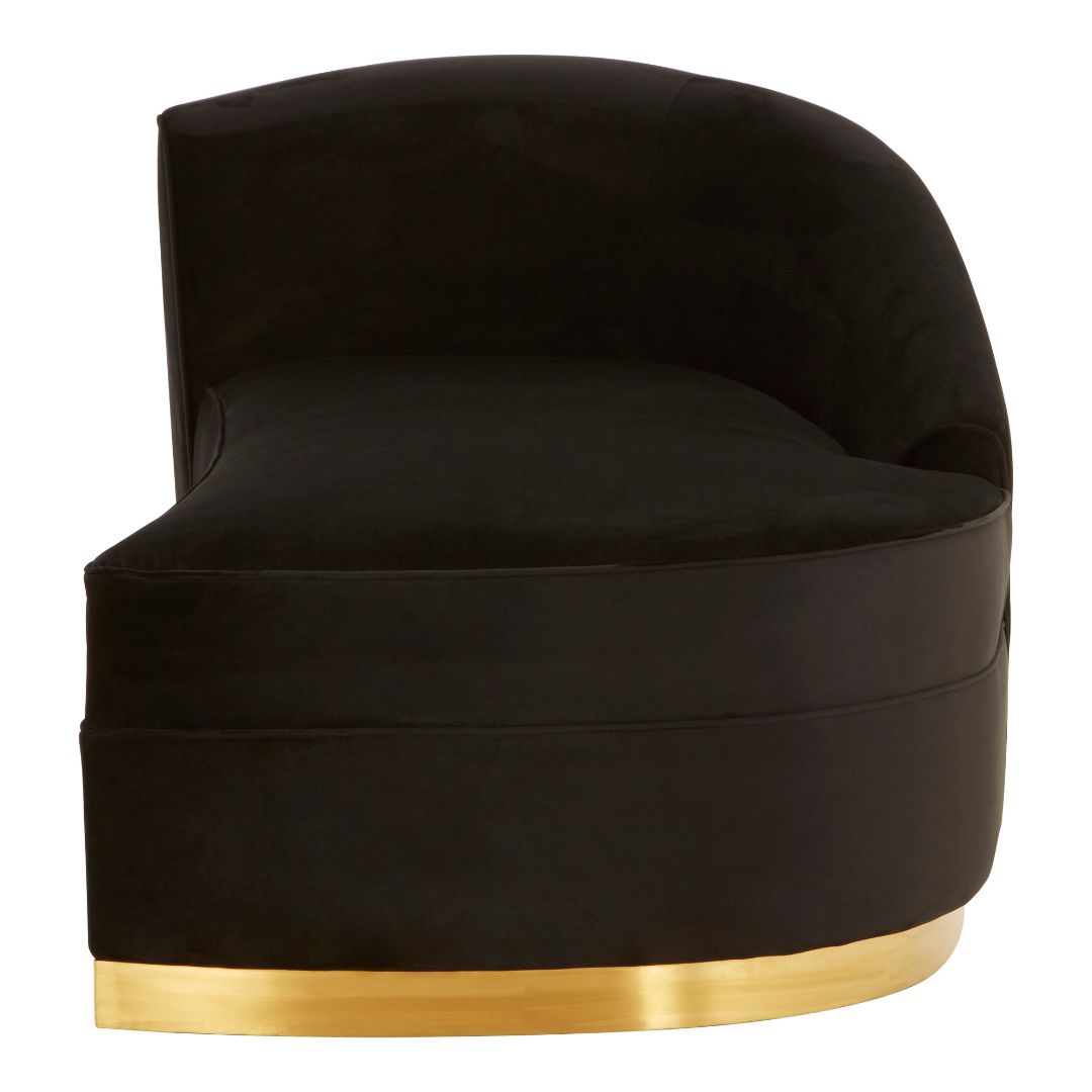 Luxurious Black Velvet Chaise Longue - Elegant Home Decor