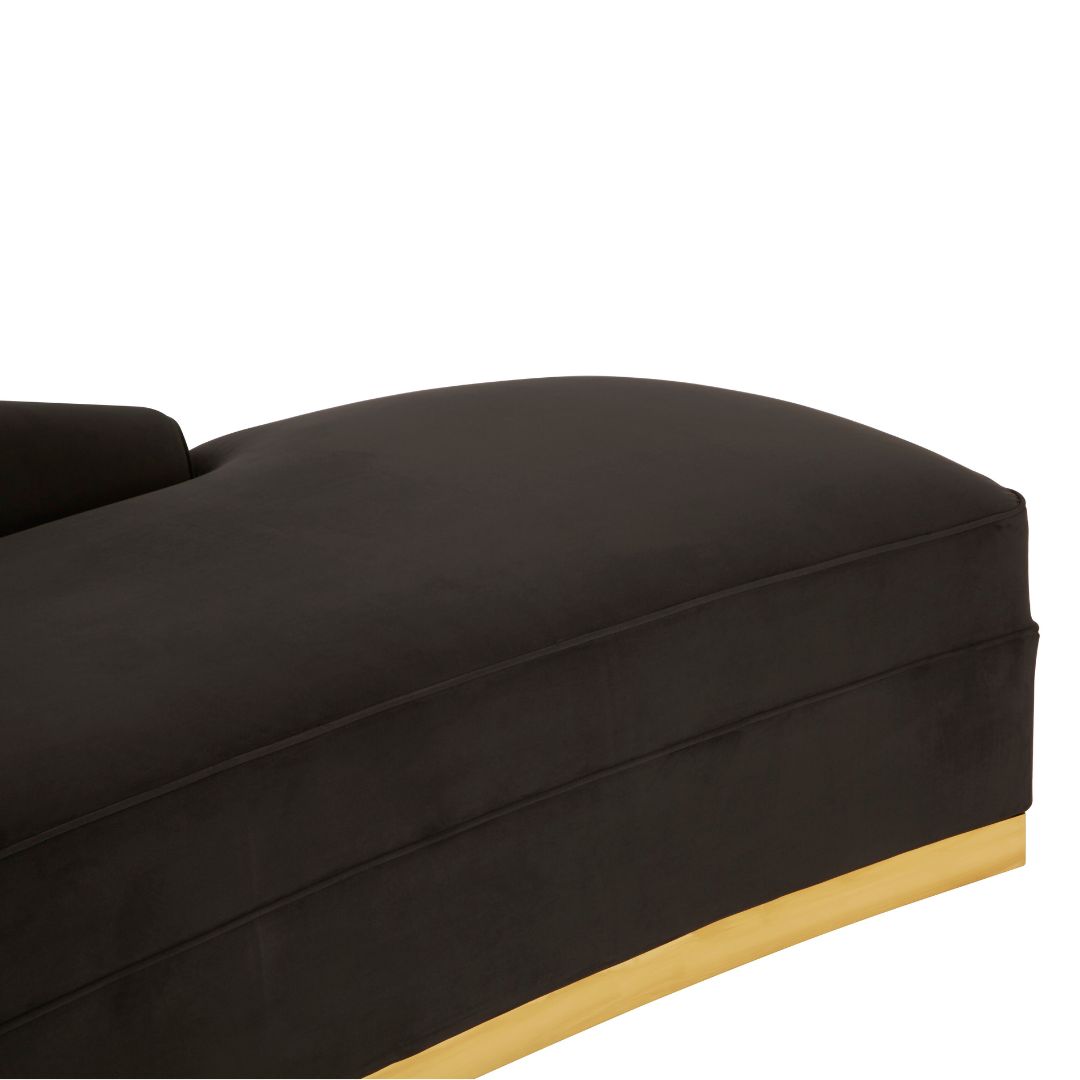 Luxurious Black Velvet Chaise Longue - Elegant Home Decor