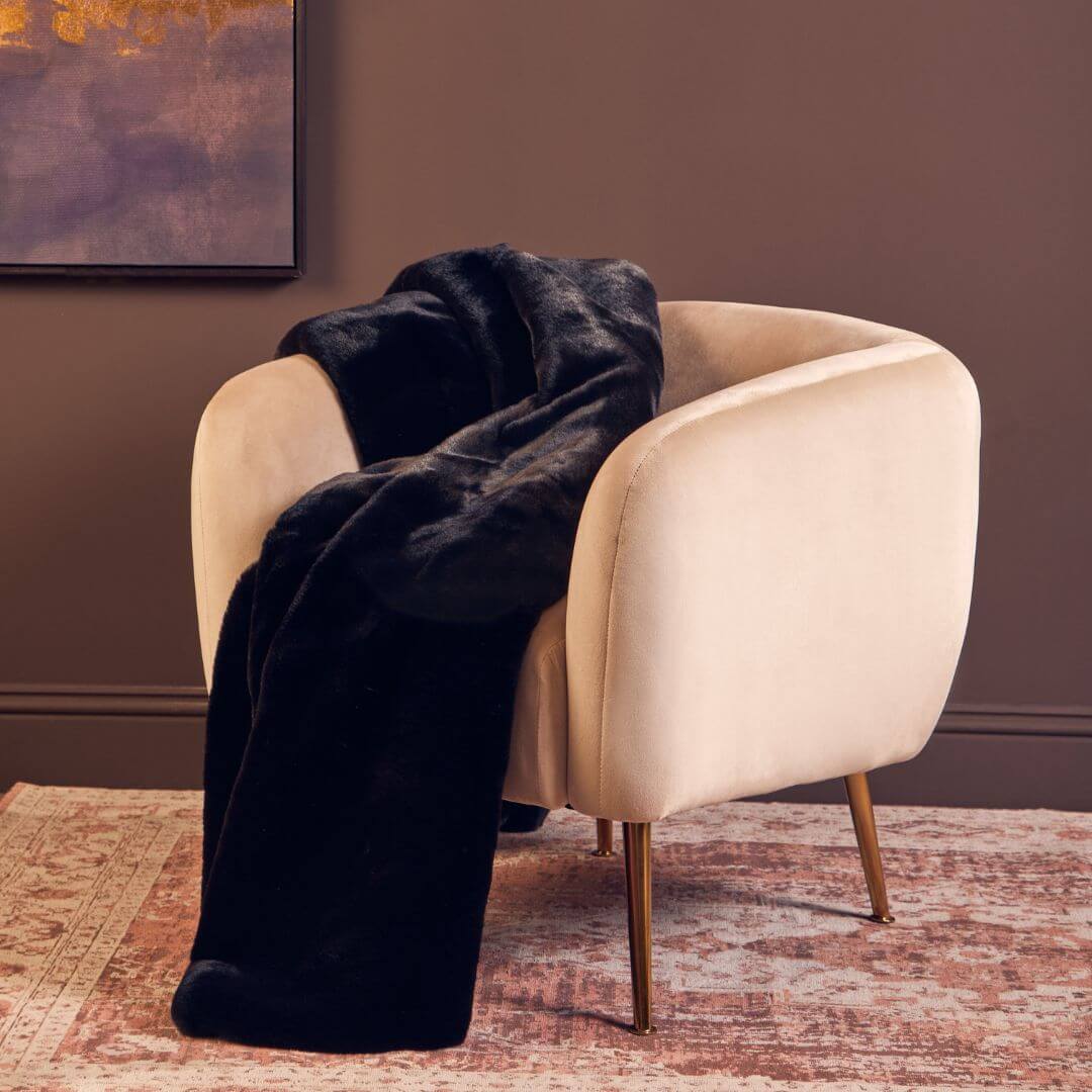 Chic Black Faux Fur Throw