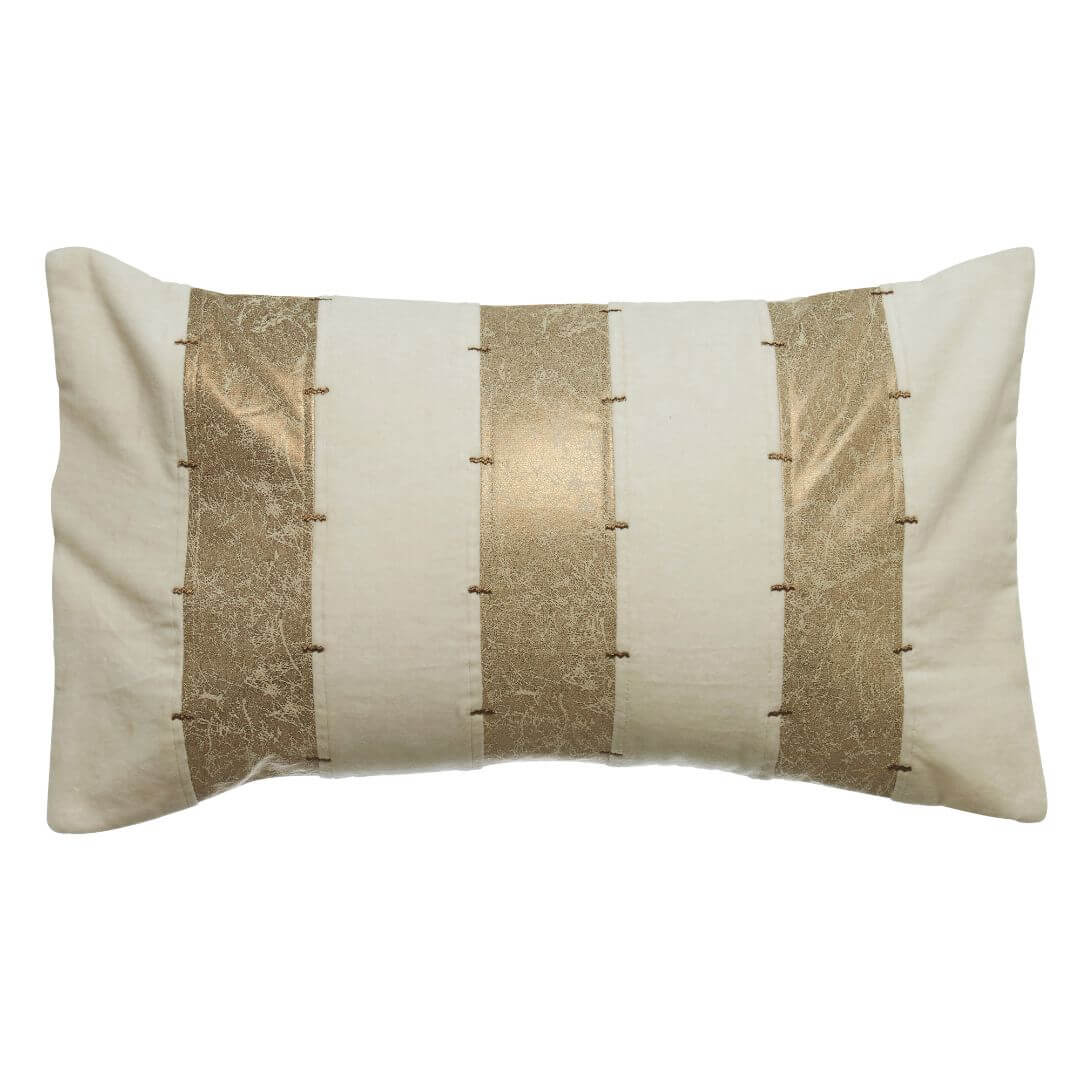 Chelsea Townhouse Cushion in Soft Ivory Velvet & Gold