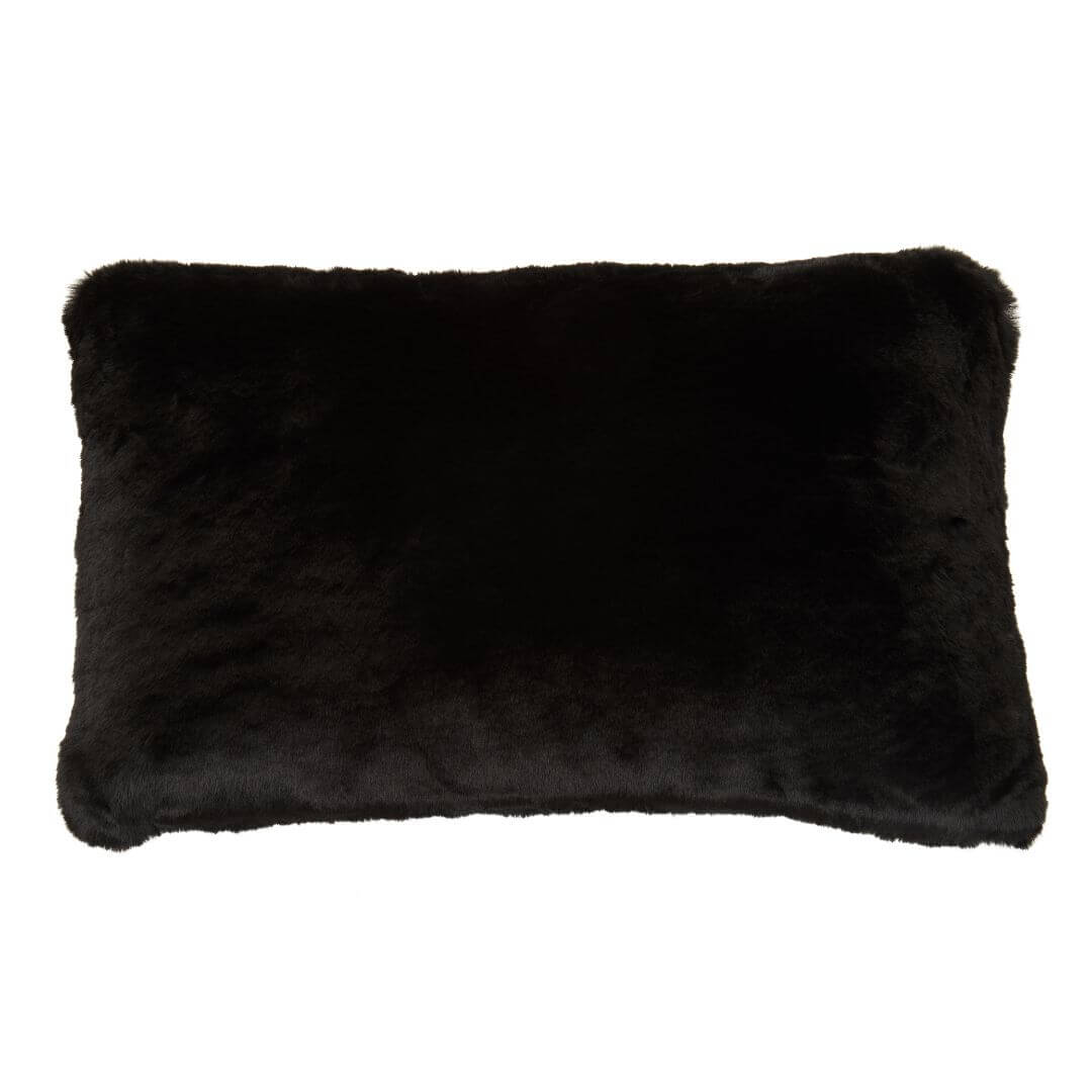 Elegant Black Faux Fur Cushion