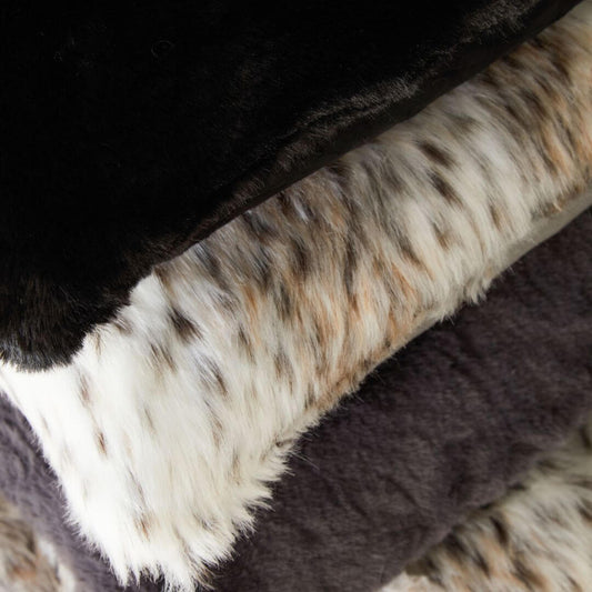 Luxurious Black Faux Fur Square Cushion